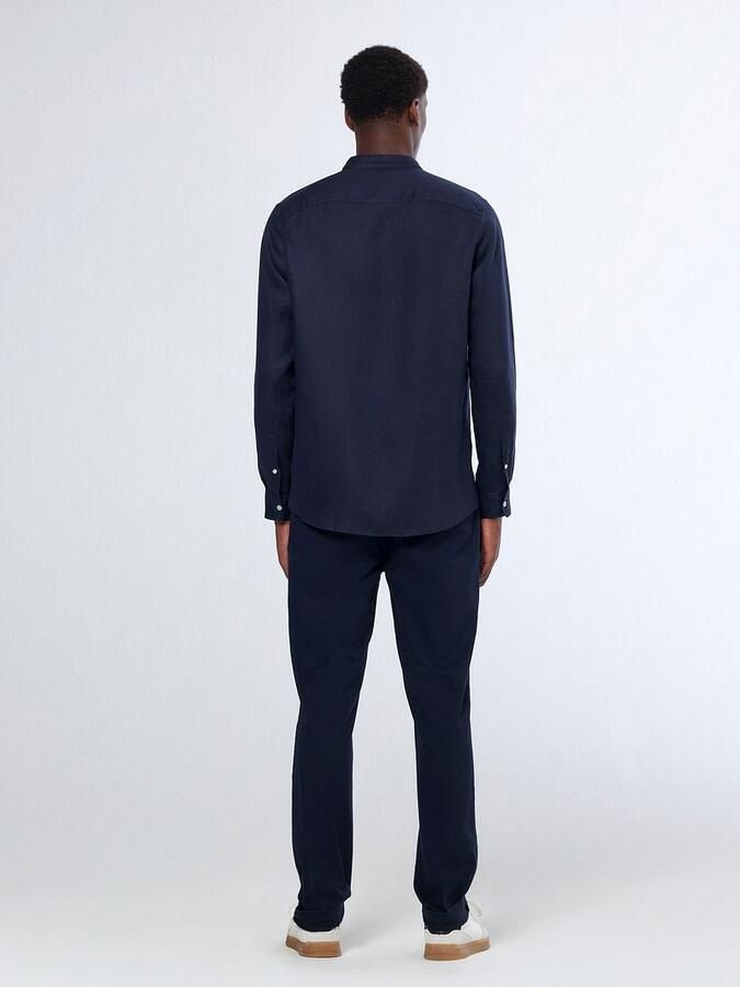 Scotch and Soda Linnen Mao Overhemd Navy