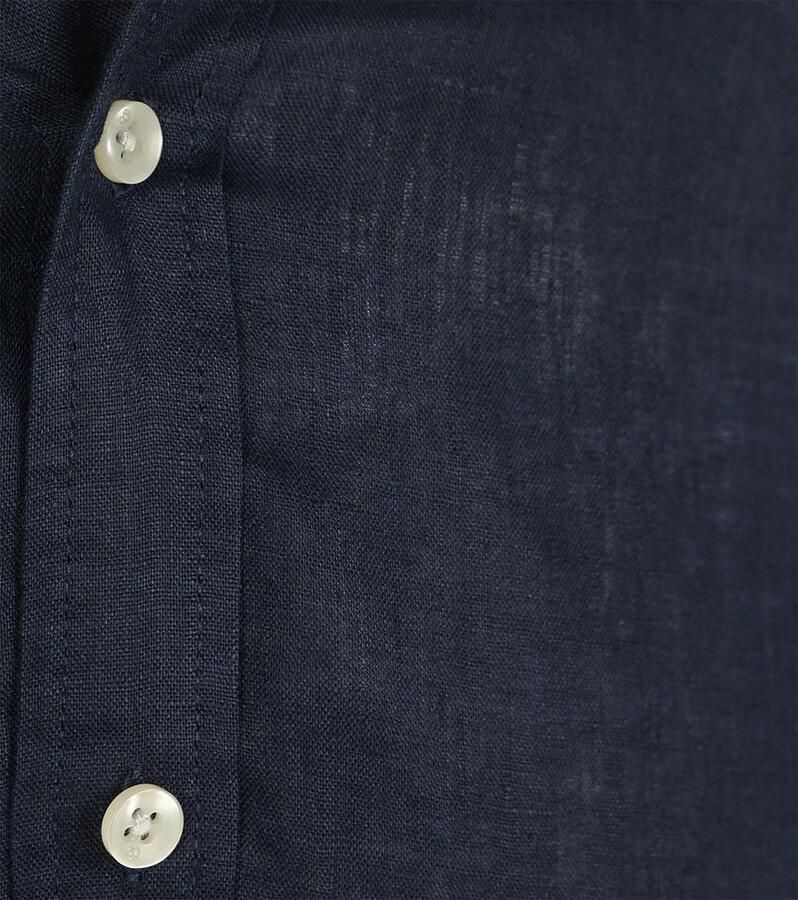 Scotch and Soda Linnen Mao Overhemd Navy - Foto 3