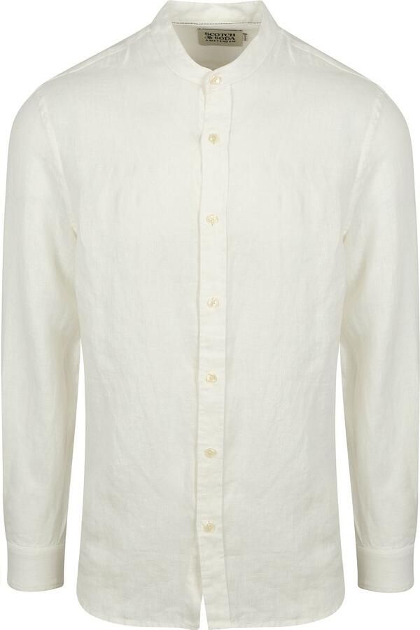 Scotch & Soda Regular fit linnen overhemd met opstaande kraag