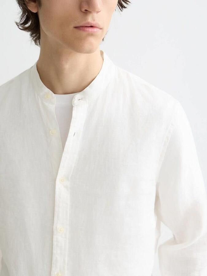 Scotch & Soda Overhemd Lange Mouw Scotch & Soda Linnen Mao Overhemd Wit - Foto 5