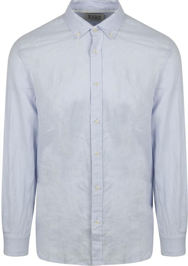Scotch & Soda Regular fit linnen overhemd met Button-downkraag