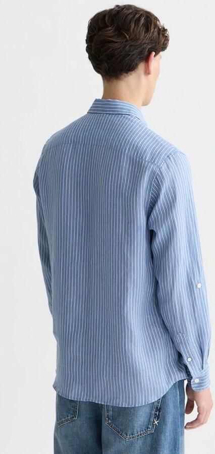 Scotch & Soda Overhemd Lange Mouw Scotch & Soda Linnen Overhemd Streep Blauw - Foto 5
