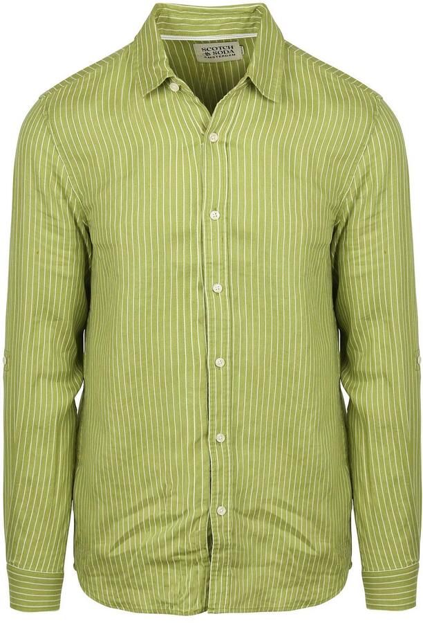 Scotch and Soda Linnen Overhemd Streep Groen