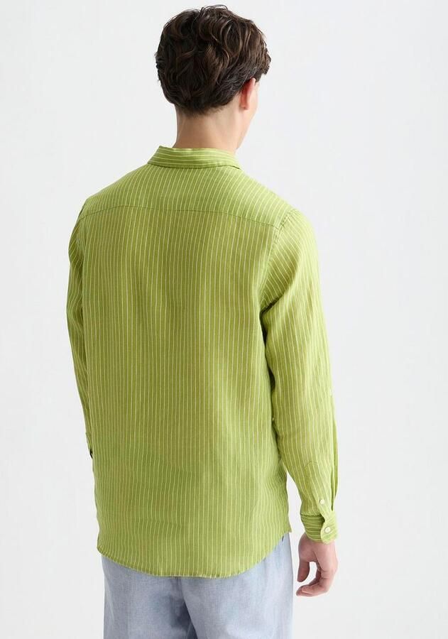 Scotch and Soda Linnen Overhemd Streep Groen - Foto 4