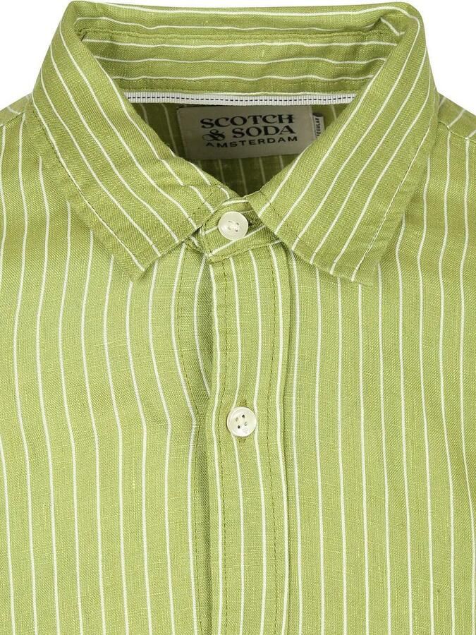 Scotch and Soda Linnen Overhemd Streep Groen - Foto 2