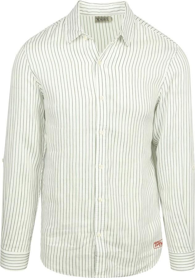 Scotch & Soda Overhemd Lange Mouw Scotch & Soda Linnen Overhemd Streep Wit
