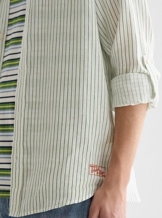 Scotch & Soda Overhemd Lange Mouw Scotch & Soda Linnen Overhemd Streep Wit - Foto 4