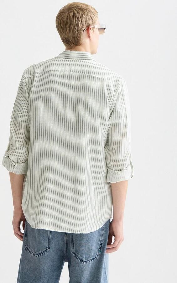 Scotch & Soda Overhemd Lange Mouw Scotch & Soda Linnen Overhemd Streep Wit - Foto 5