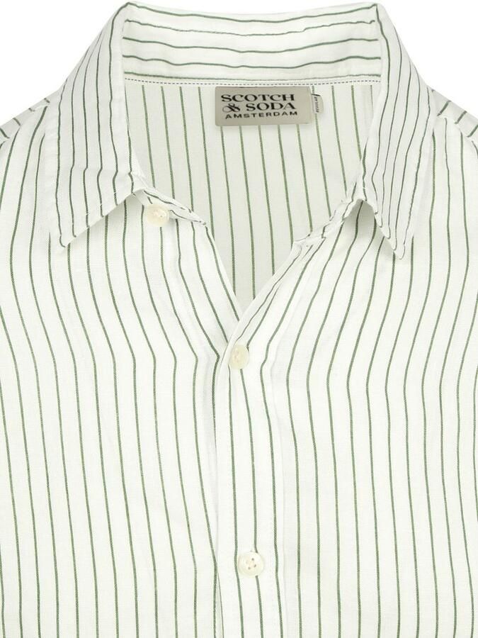 Scotch & Soda Overhemd Lange Mouw Scotch & Soda Linnen Overhemd Streep Wit - Foto 2