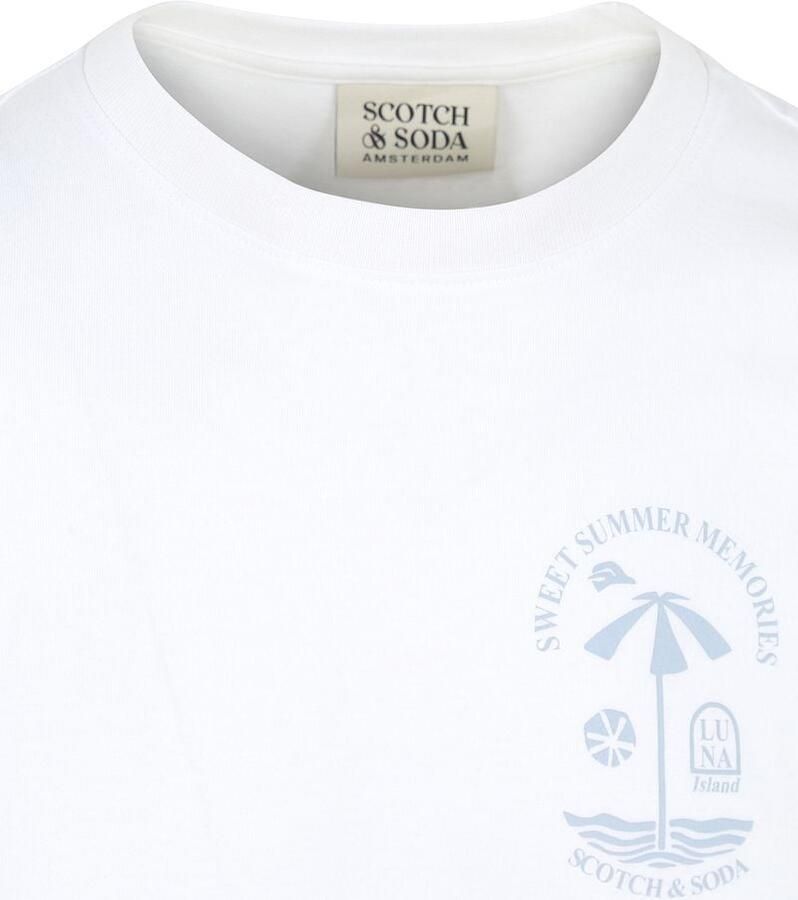 SCOTCH & SODA Heren Polo's & T-shirts Regular Fit Left Chest Logo T-shirt Wit