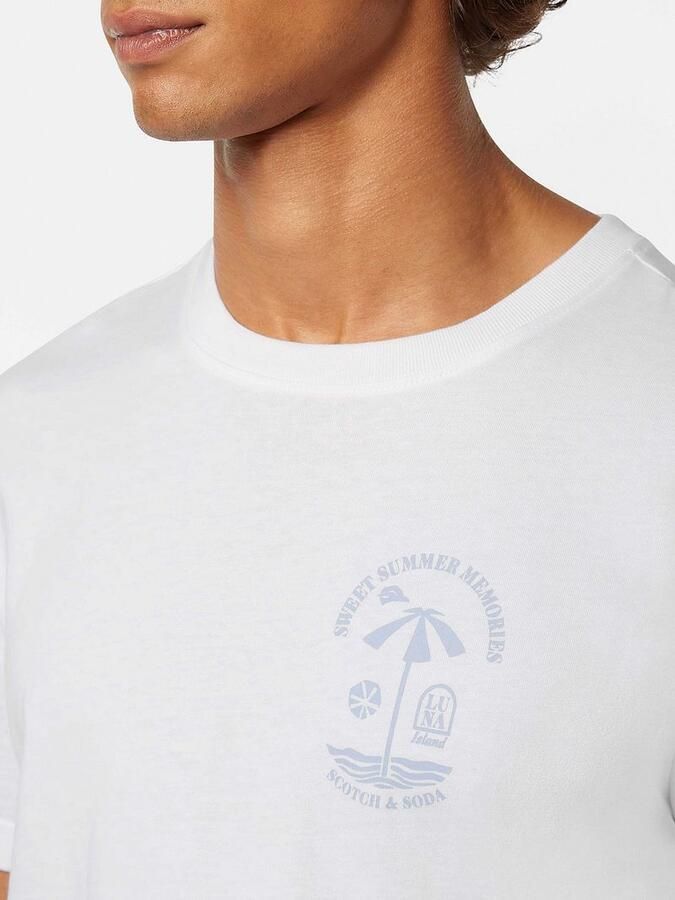 SCOTCH & SODA Heren Polo's & T-shirts Regular Fit Left Chest Logo T-shirt Wit - Foto 8