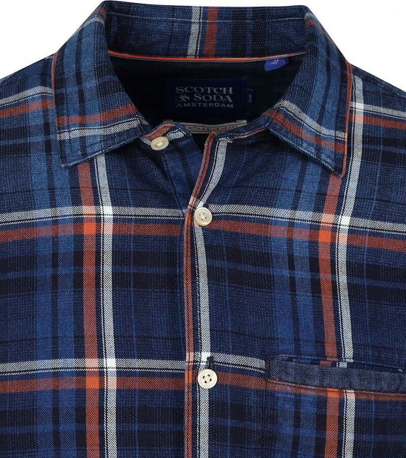 Scotch & Soda geruit slim fit overhemd indigo - Foto 3