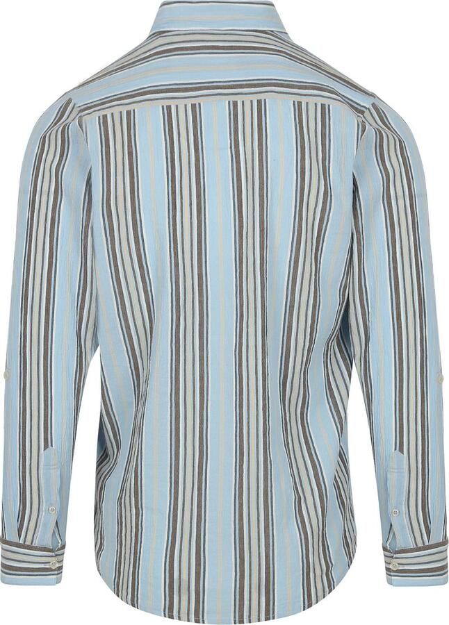 Scotch & Soda Overhemd Lange Mouw Scotch & Soda Overhemd Crinkled Stripe Lichtblauw - Foto 6