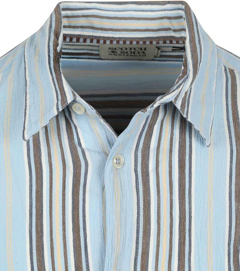 Scotch & Soda Overhemd Lange Mouw Scotch & Soda Overhemd Crinkled Stripe Lichtblauw