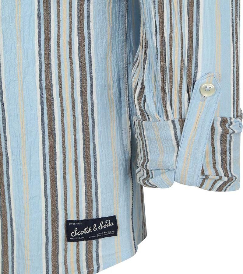 Scotch & Soda Overhemd Lange Mouw Scotch & Soda Overhemd Crinkled Stripe Lichtblauw - Foto 2