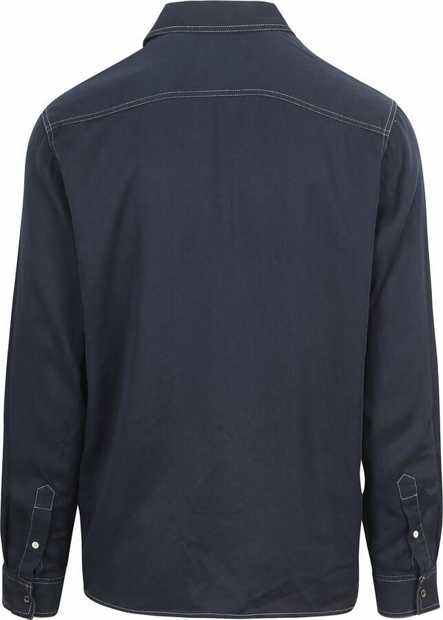 Scotch and Soda Overhemd Solid Tencel Navy - Foto 2