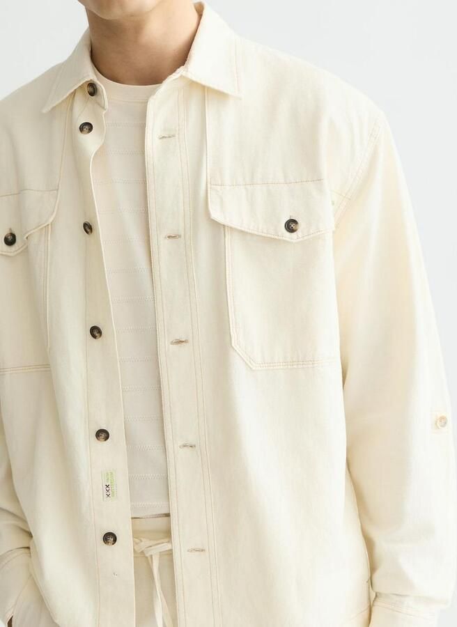Scotch and Soda Overshirt Cotton Linen Ecru - Foto 4