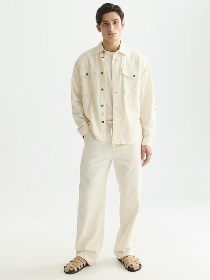 Scotch and Soda Overshirt Cotton Linen Ecru - Foto 2