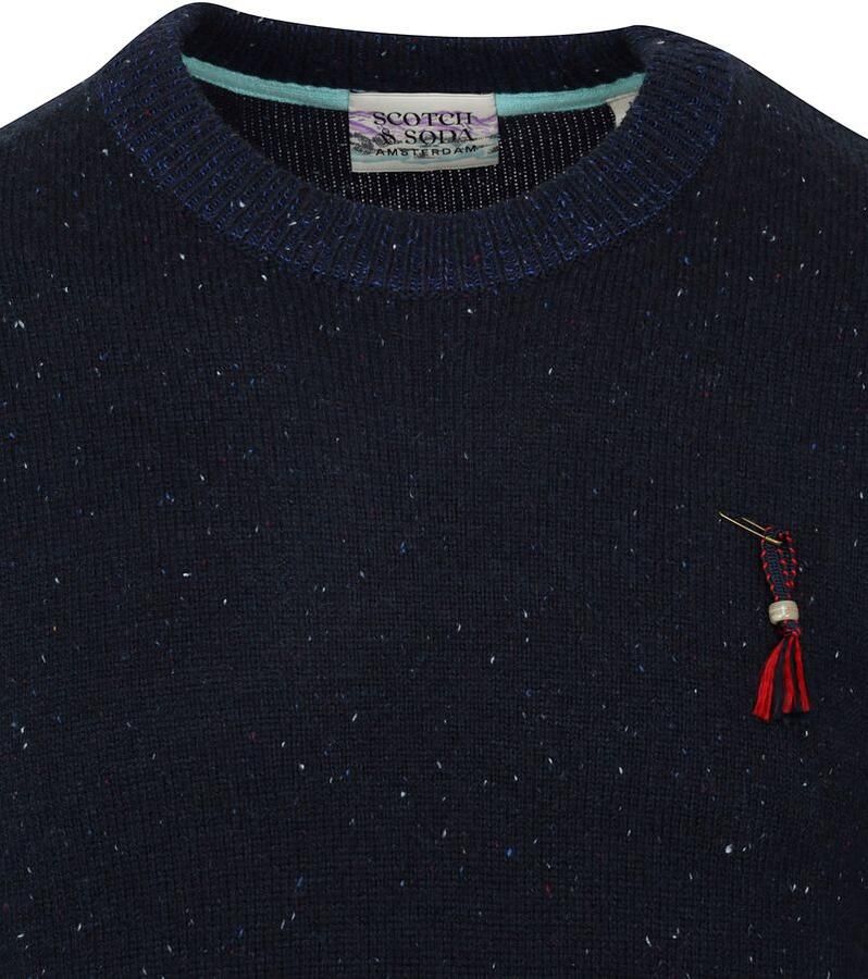 Scotch & Soda Scotch and Soda Pullover Mix Wol Gespikkeld Donkerblauw Blauw Heren - Foto 2