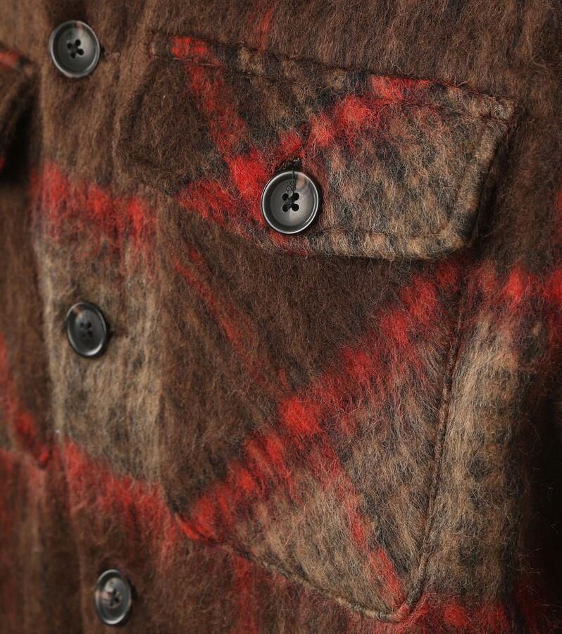 Scotch & Soda Sweater Scotch & Soda Scotch Soda Overshirt Brushed Wool Ruiten Bruin - Foto 2