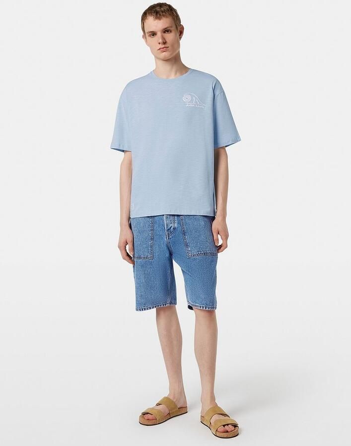 Scotch and Soda Slub Embroidery T-shirt Blue - Foto 4