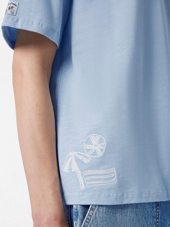 Scotch and Soda Slub Embroidery T-shirt Blue - Foto 5