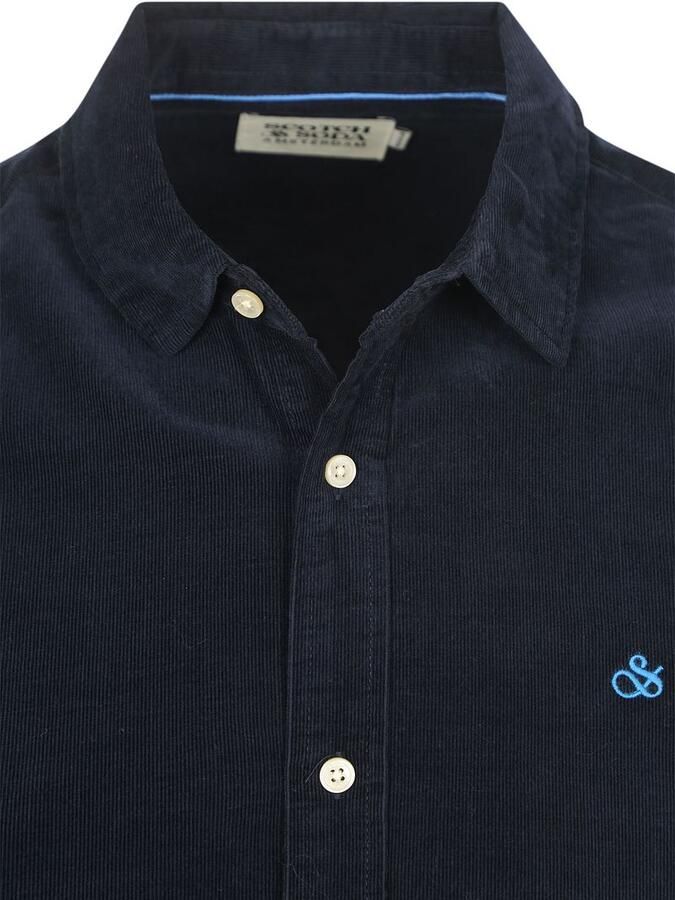 Scotch and Soda Solid Corduroy Overhemd Zwart