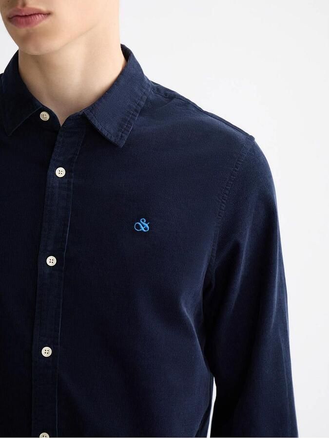 Scotch and Soda Solid Corduroy Overhemd Zwart - Foto 2