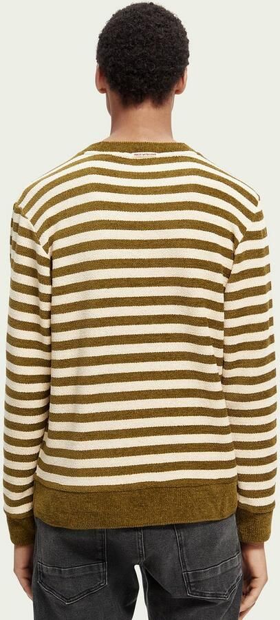Scotch & Soda Striped crewneck chenile green-ecru Groen Heren - Foto 7