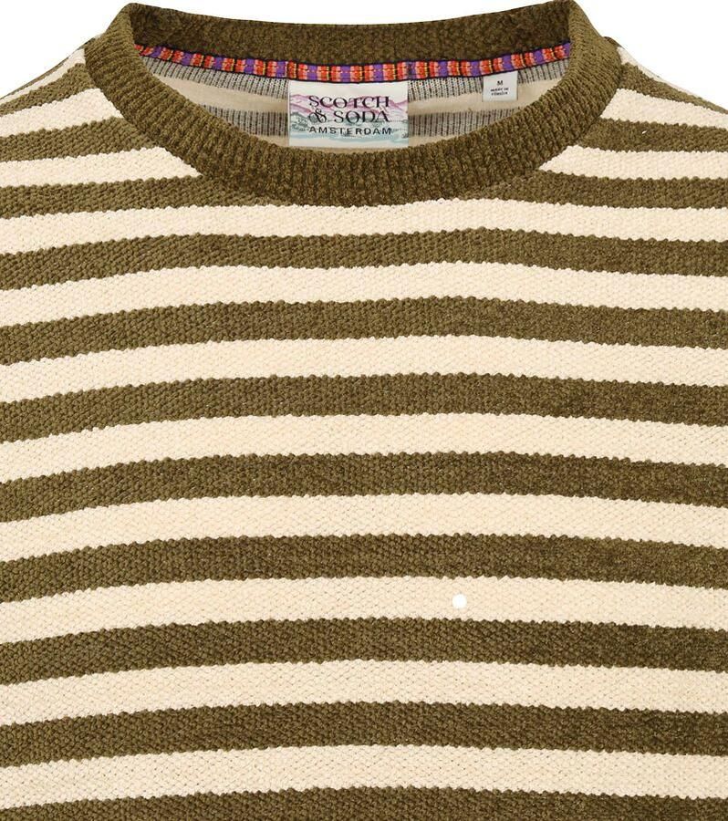 Scotch & Soda Striped crewneck chenile green-ecru Groen Heren - Foto 4