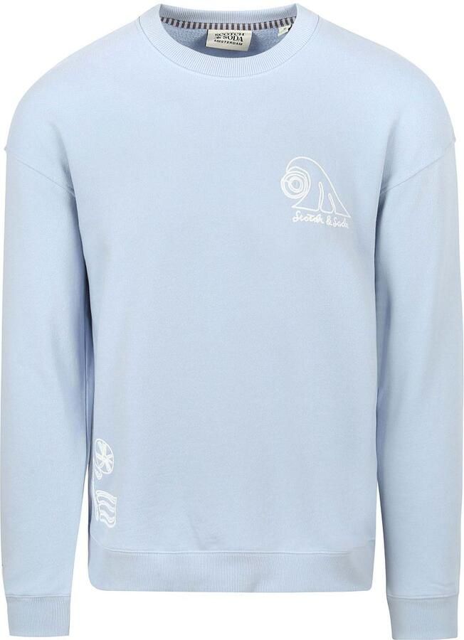 Scotch and Soda Sweater Embroidered Lichtblauw