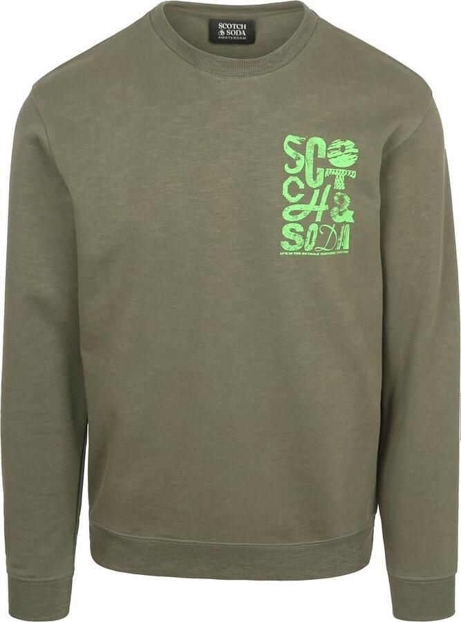 Scotch & Soda Sweaters Scotch & Soda Sweater Logo Olijfgroen - Foto 4