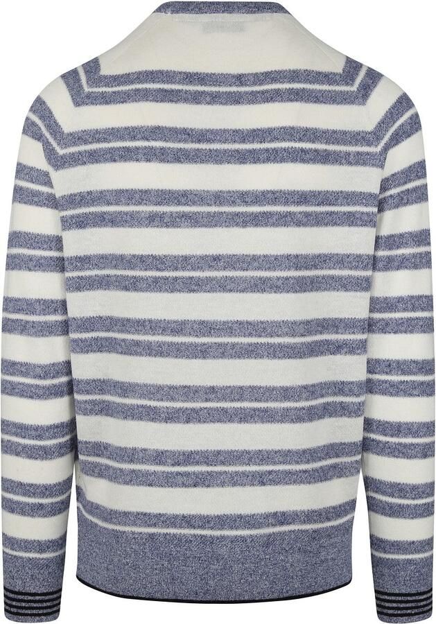 SCOTCH & SODA Heren Truien & Vesten Structured Knit Linen-blend Crewneck Pullover Blauw wit Gestreept - Foto 3