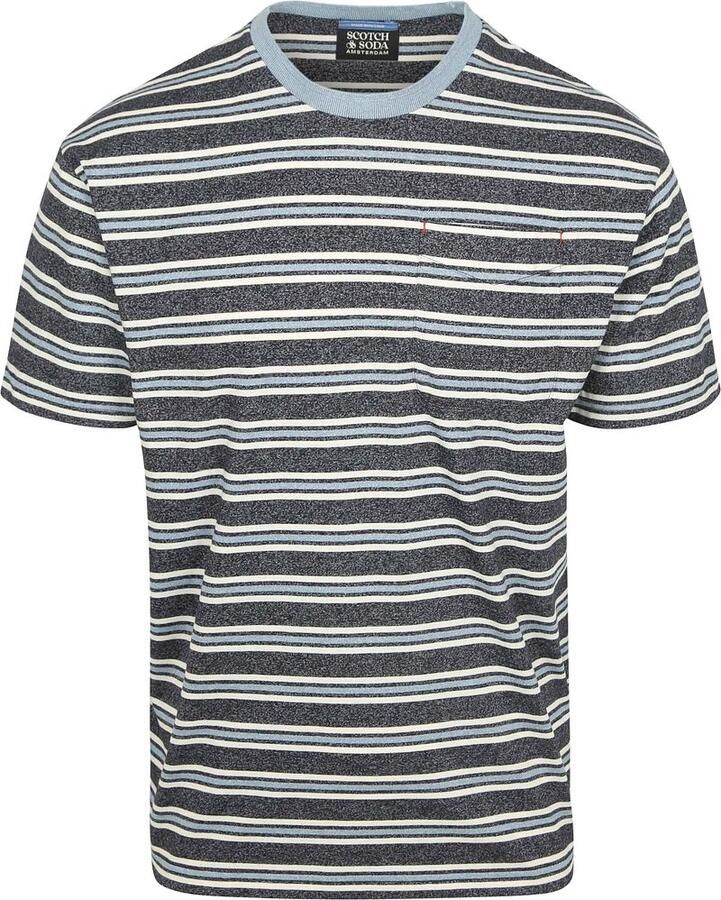 Scotch and Soda T-shirt Streep Blauw