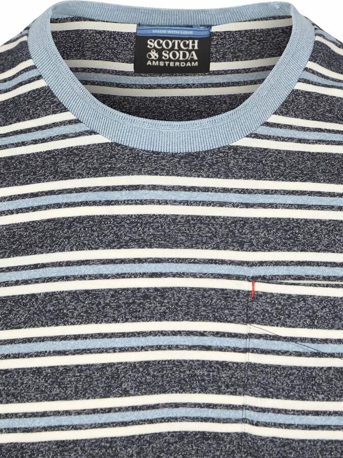 Scotch and Soda T-shirt Streep Blauw - Foto 3