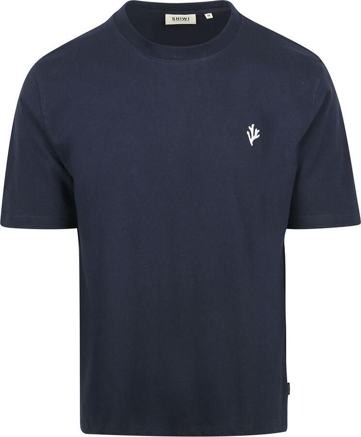 SHIWI Heren Polo's & T-shirts Men Finn Relaxed T-shirt Coral Logo Donkerblauw - Foto 5