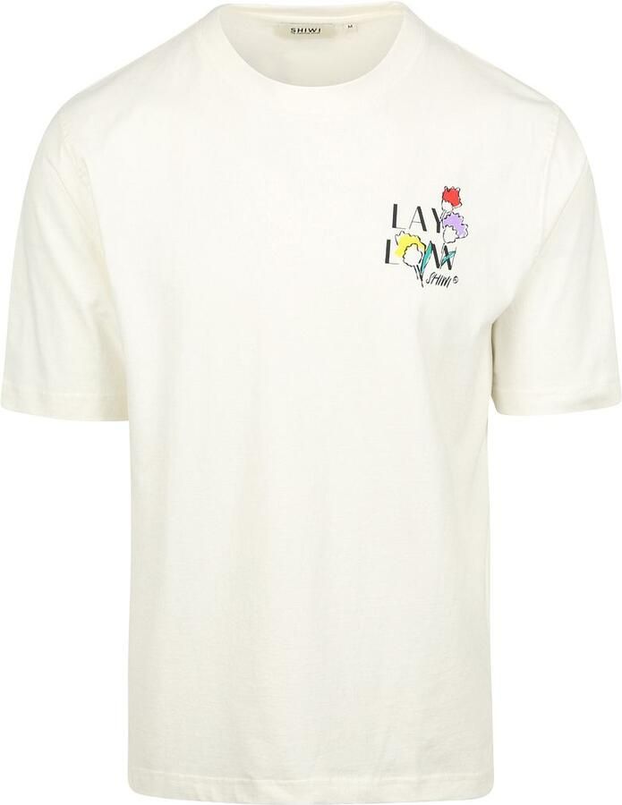 Shiwi T-Shirt Finn Sketched Flowers Off White