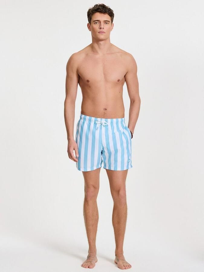 SHIWI Heren Zwembroeken Men Swimshort Broad Stripe Lichtblauw - Foto 8