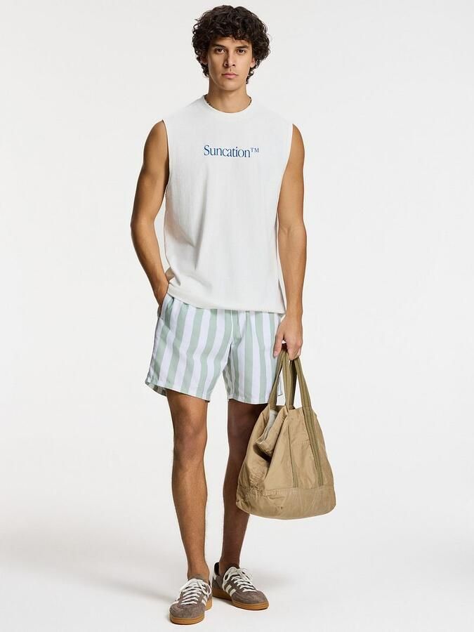 SHIWI Heren Zwembroeken Men Swimshort Broad Stripe Groen - Foto 8