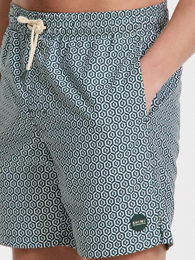 SHIWI Heren Zwembroeken Men Mike Swim Shorts 7 Inch Geo Tile Groen - Foto 8