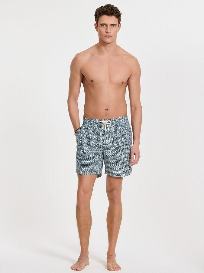 SHIWI Heren Zwembroeken Men Mike Swim Shorts 7 Inch Geo Tile Groen - Foto 6