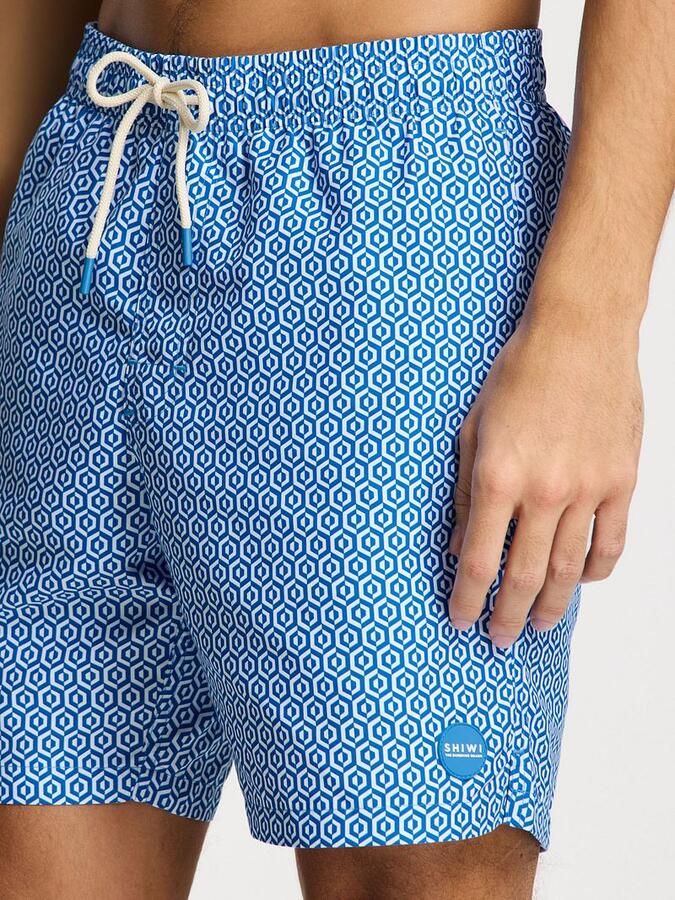 SHIWI Heren Zwembroeken Men Mike Swim Shorts 7 Inch Geo Tile Blauw - Foto 7