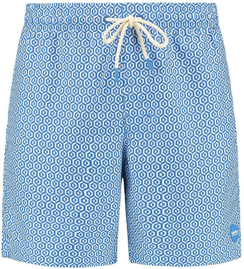 SHIWI Heren Zwembroeken Men Mike Swim Shorts 7 Inch Geo Tile Blauw - Foto 5
