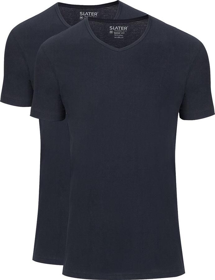 Slater T-shirt 2-pack Basic Fit T-shirt V-hals Navy - Foto 7