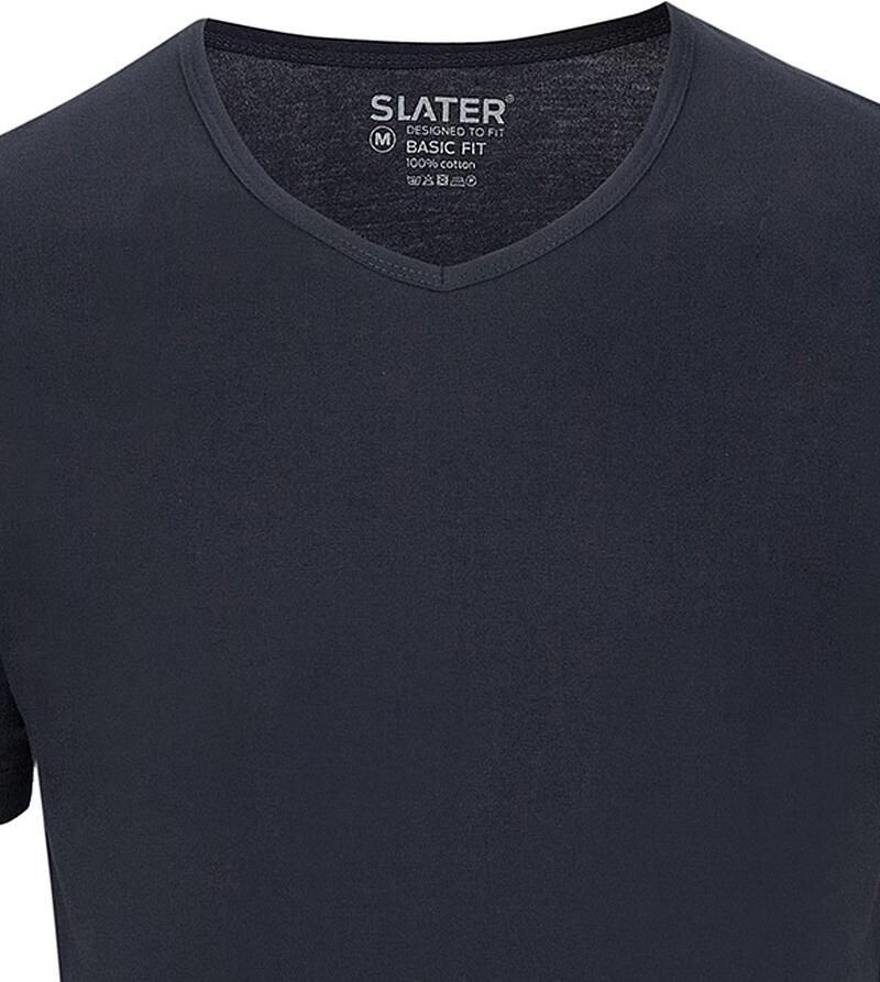 Slater T-shirt 2-pack Basic Fit T-shirt V-hals Navy - Foto 4