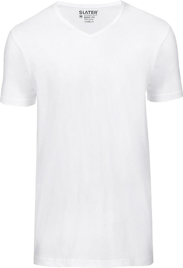 Slater T-shirt 2-pack Basic Fit T-shirt V-hals Wit - Foto 3