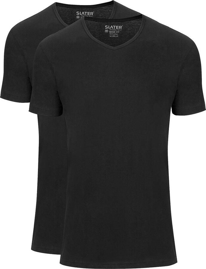 Slater T-shirt 2-pack Basic Fit T-shirt V-hals Zwart - Foto 5