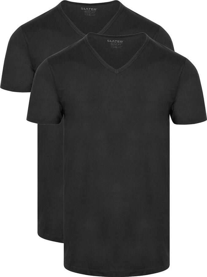 Slater T-shirt 2-pack Basic Fit T-shirt V-hals Zwart - Foto 3