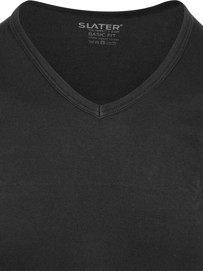 Slater T-shirt 2-pack Basic Fit T-shirt V-hals Zwart - Foto 4
