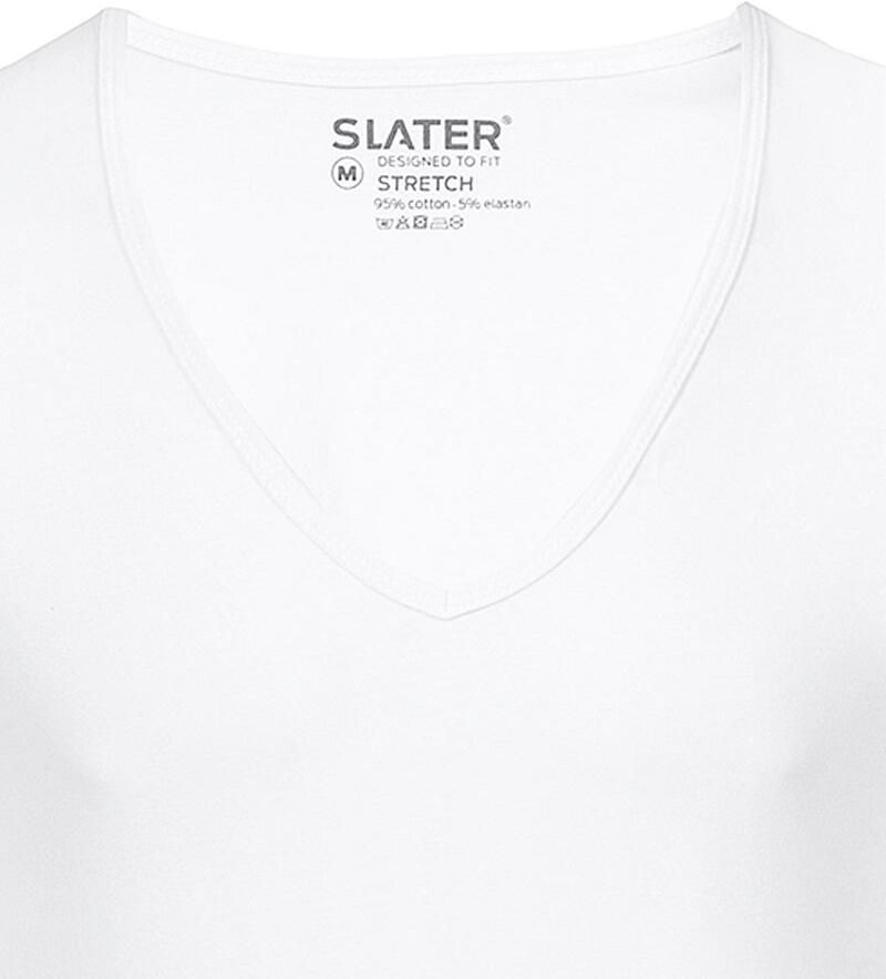 Slater T-shirt 2-pack Stretch Diepe V-hals T-shirt Wit